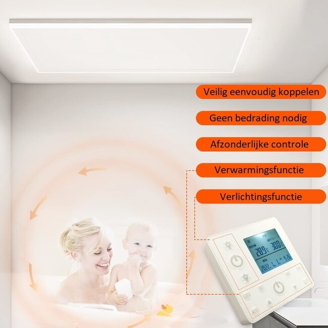 Quality heating QH-HL  Wifi - Remote control infrarood paneel wit met led verlichting 840W