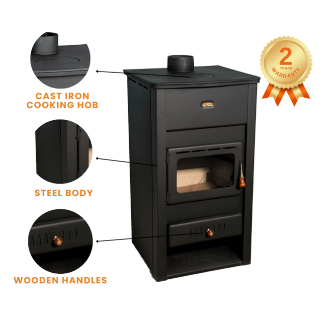 Prity Vrijstaande houtkachel  kookplaat K2 CP 10,4 kW