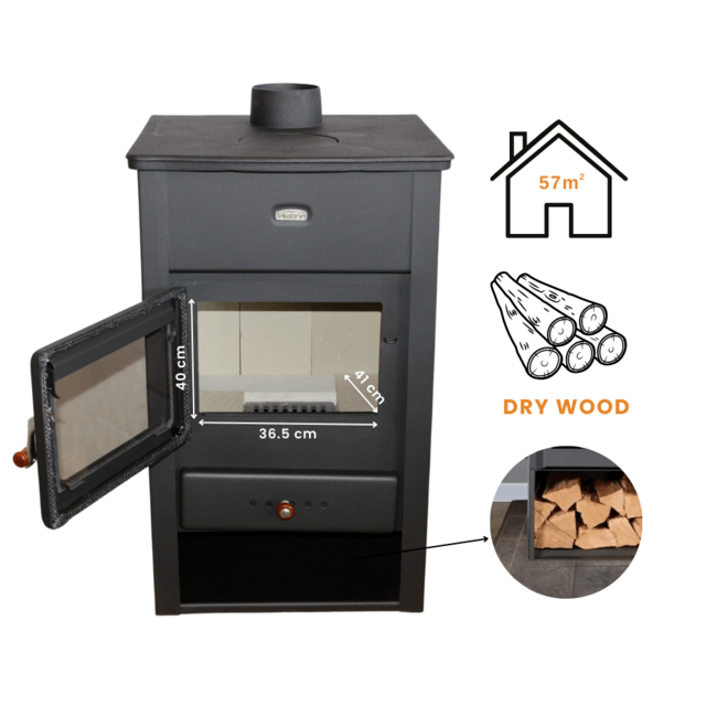 Prity Vrijstaande houtkachel  kookplaat K2 CP 10,4 kW