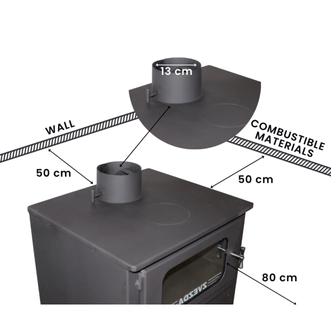 Zvezda  Vrijstaande houtkachel met oven MF - 10,6 kW