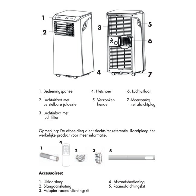 Quality heating Mobiele airco wifi met raamafdichting en luchtreiniger 9000 BTU