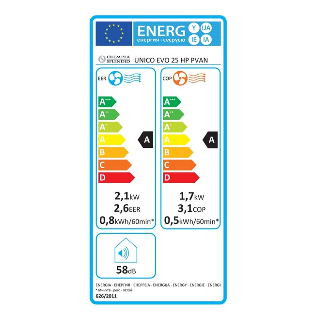Olimpia Splendid Unico Evo monoblock 25 HP PVAN R290 + invertermotor
