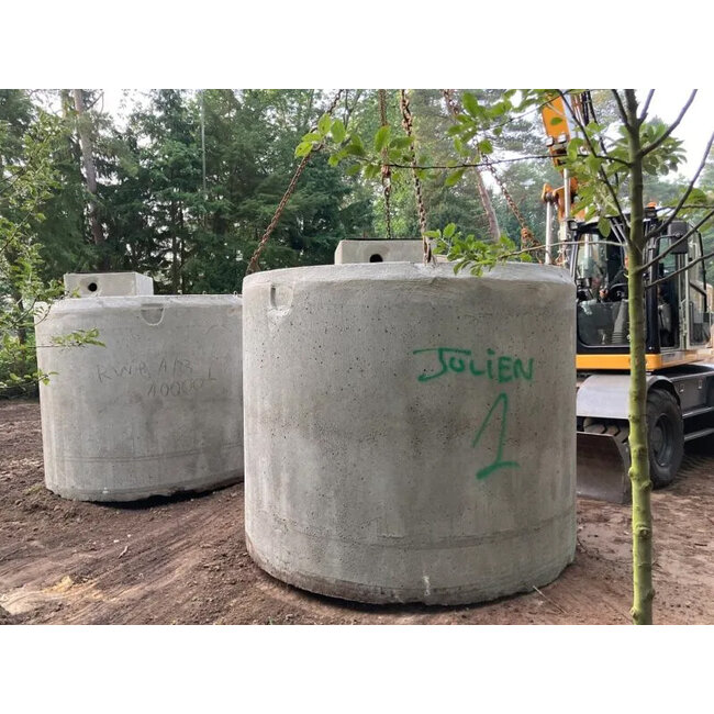 Regenwater hergebruik systeem met betonnen put