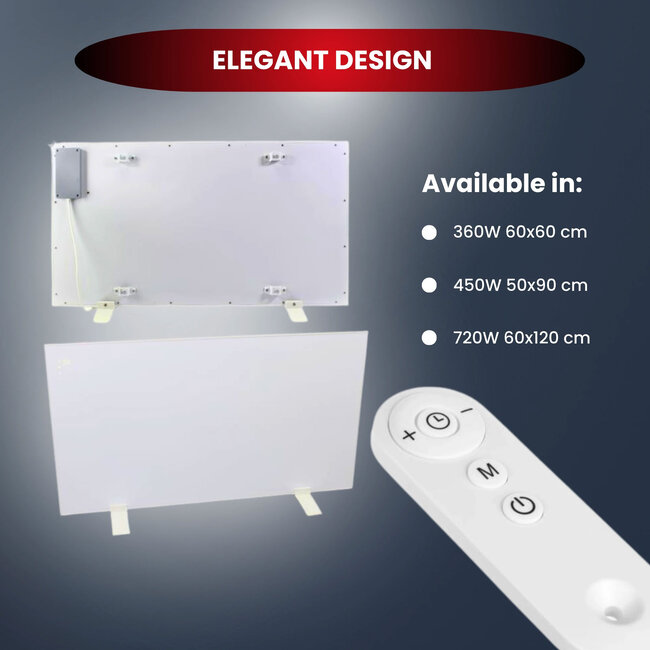 Quality heating QH-SP Wifi remote control verplaatsbaar infraroodpaneel 360, 450 en 720Watt