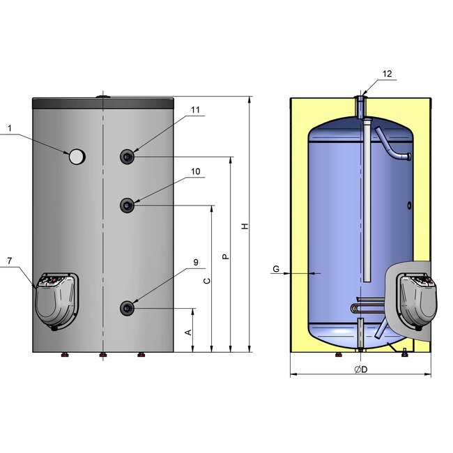 Eldom Titan Staande 200 liter boiler met handbediening