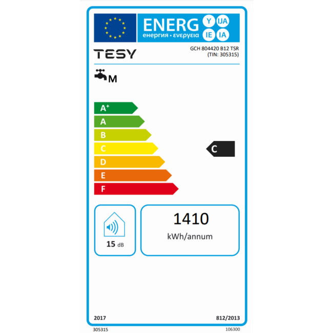 Tesy Elektrische Boiler 80L, horizontaal, 2kW, voor wandmontage