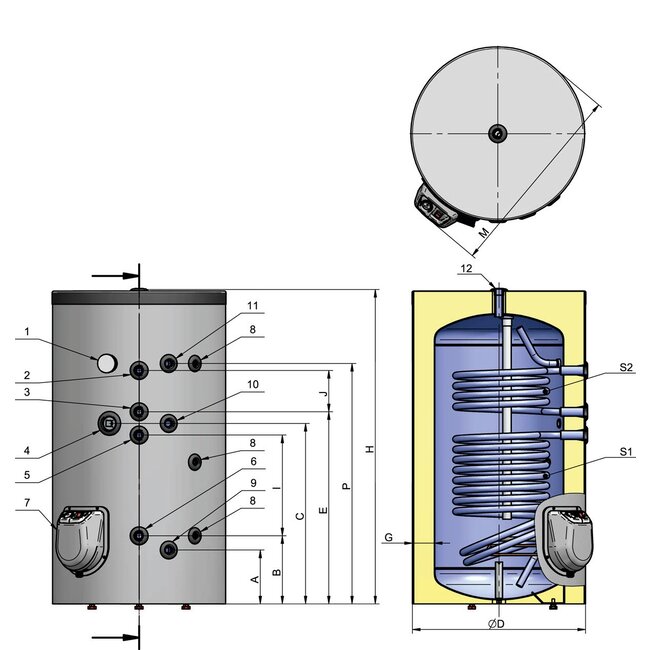ELDOM Green Line Staande 500 liter boiler met dubbele warmtewisselaar - analoge uitvoering