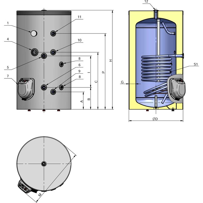 ELDOM Green Line Losstaande boilervat 150 Liter met 1 warmtewisselaar, analoog