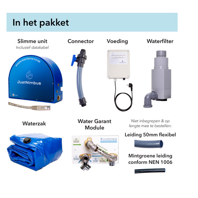 JustNimbus Complete installatie voor gebruik van regenwater