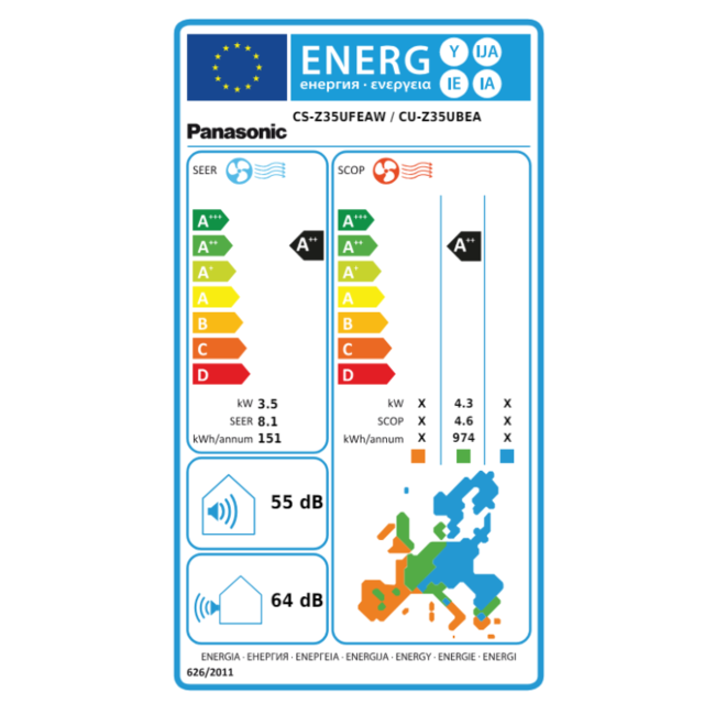 Panasonic Etherea  split-unit inverter airco 3,5 kW vloermodel (KIT-Z35-UFE) voorgevuld (STEK)