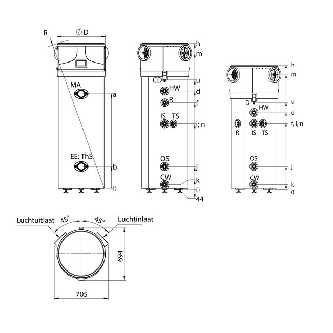 Tesy AquaThermica Pro warmtepompboiler 200 liter zonder warmtewisselaar