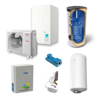 Atlantic  Fujitsu 8 /10 kW Warmtepomppakket  + Blauwe Batterij zonnestroomboiler