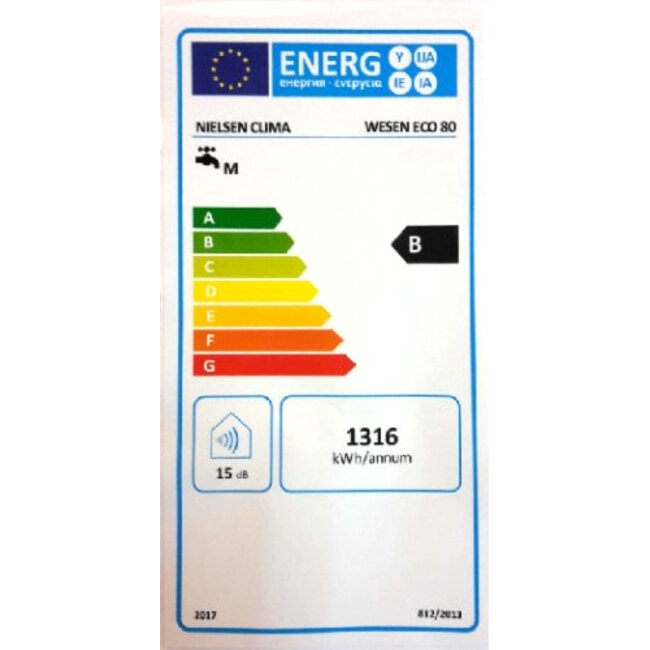 Wesen ECO Verticale elektrische boiler 80L, PRO Flat Dry model, 2 kW