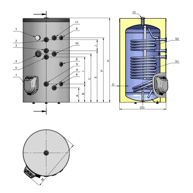 ELDOM Green Line Staande 300 liter boiler met dubbele warmtewisselaar en digitale bediening