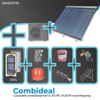 Alps Exclusive Complete Zonneboilerset 300L + ALPS 14,8 kW Warmtepomp (R290)  Duurzaam & Subsidie