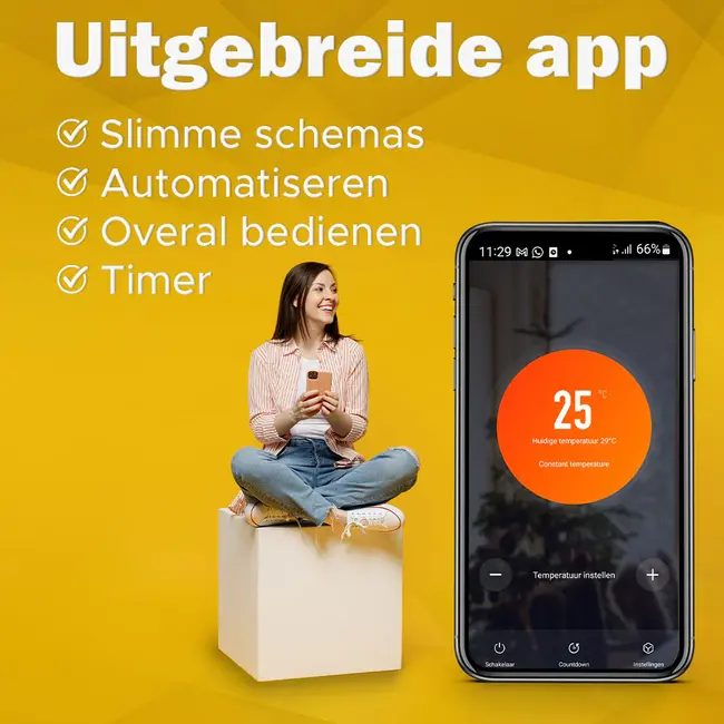 Hoffmayr Slim Carbon Crystal Infraroodpaneel – Met WiFi, Thermostaat & Touchscreen