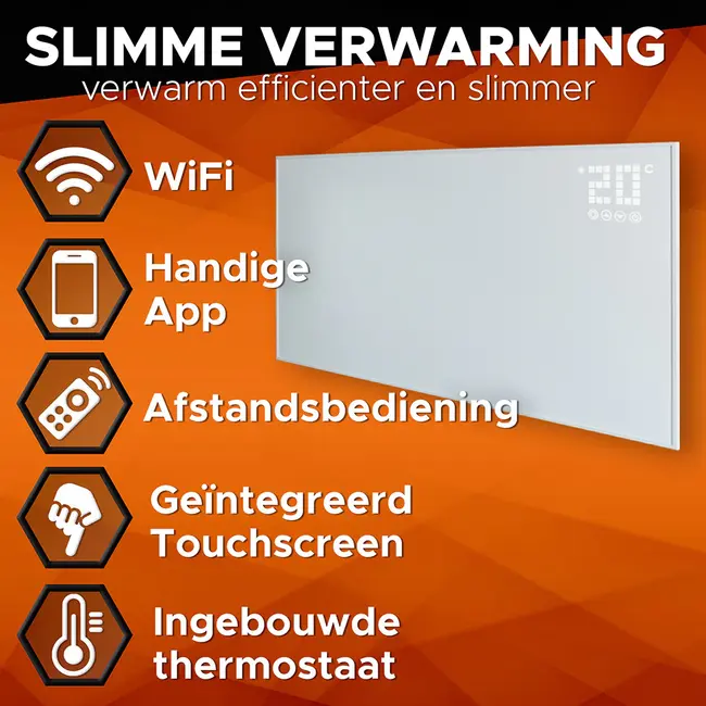 Hoffmayr Slim Carbon Crystal Infraroodpaneel – Met WiFi, Thermostaat & Touchscreen