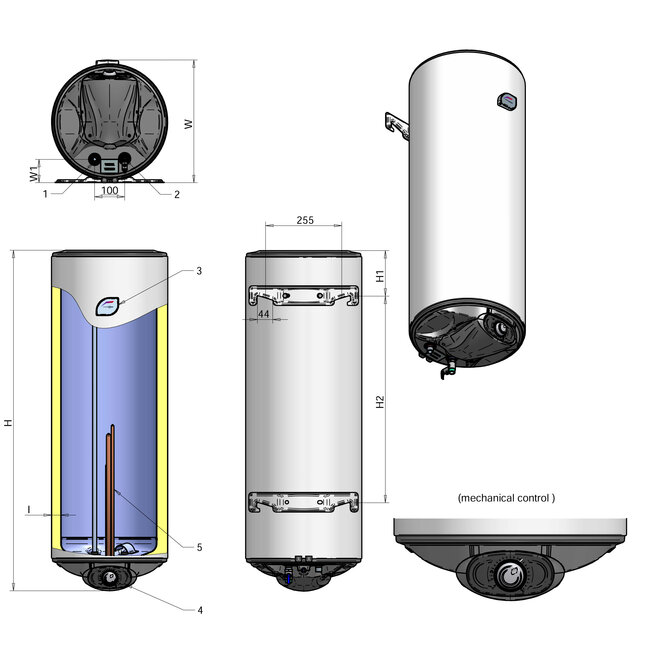 Galanta Green Hat Elektrische campingboiler 120L, 2x 1000 Watt