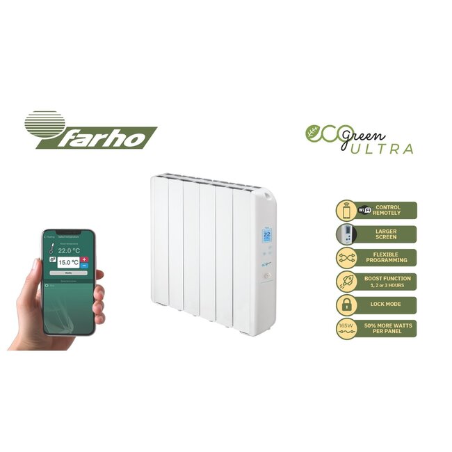 Farho Eco Green WiFi Olieradiator – Slimme en Efficiënte Wandverwarming