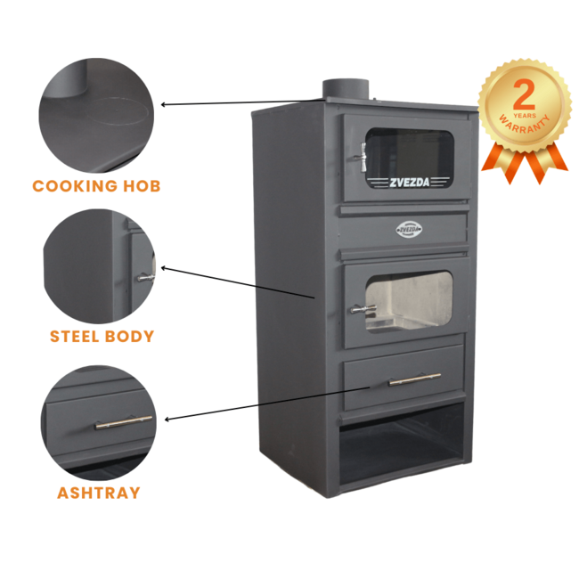 Zvezda  2e kans Vrijstaande houtkachel met oven MF - 10,6 kW