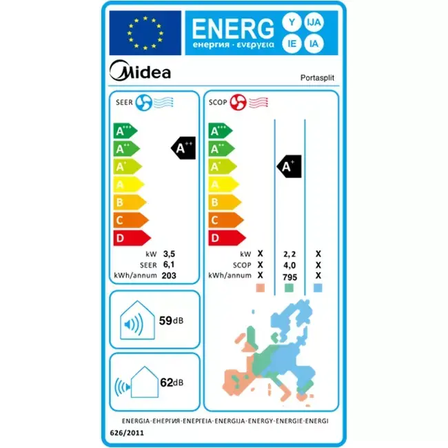 Midea Portasplit mobiele split airco 3,5 kW (LEVERING HALF OKTOBER)