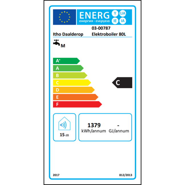 Itho Daalderop Koperen verticale elektrische boiler 80L, Duo 1000 -2750 Watt