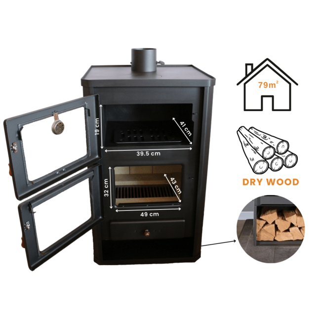 Prity Vrijstaande houtkachel met oven FG - 14 kW -showroom model