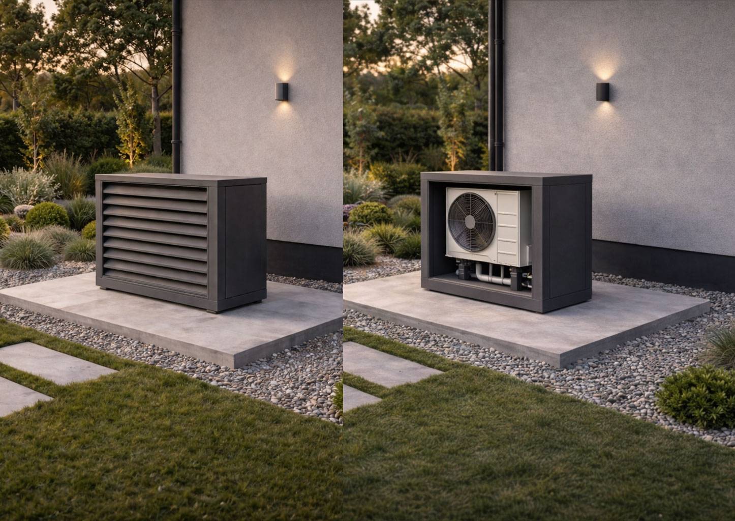 Geluidsreducerende airco- en warmtepomp omkasting