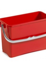 ACOR Wringpersemmer 6 ltr. rood  rechthoek voor materiaalwagen of werkemmer