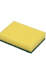 ACOR Schuurspons geel met groene pad 14x10x3cm. (pak 10 stuks)