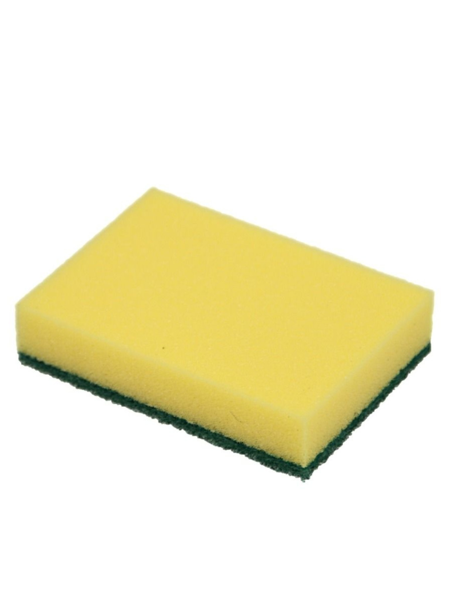 ACOR Schuurspons geel met groene pad 14x10x3cm. (pak 10 stuks)