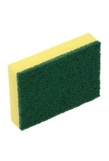 ACOR Schuurspons geel met groene pad 14x10x3cm. (pak 10 stuks)