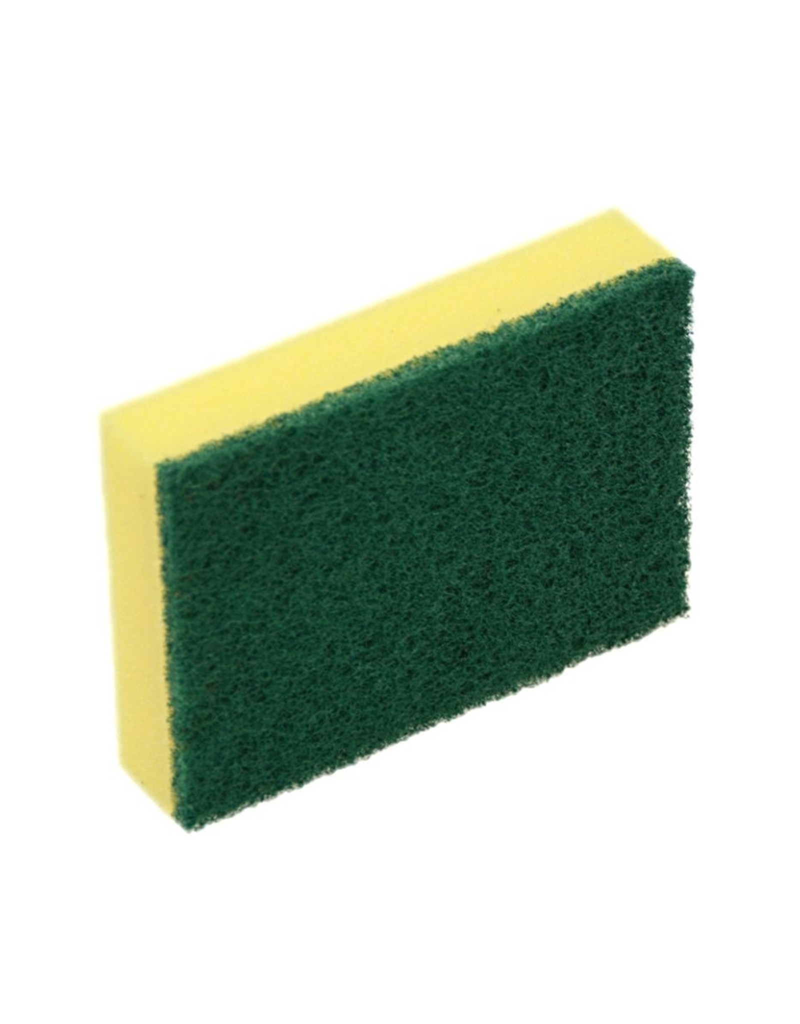 ACOR Schuurspons geel met groene pad 14x10x3cm. (pak 10 stuks)
