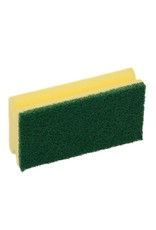 Spons m.greep. 7x14,5x4,3cm. geel met groene pad (5st.)