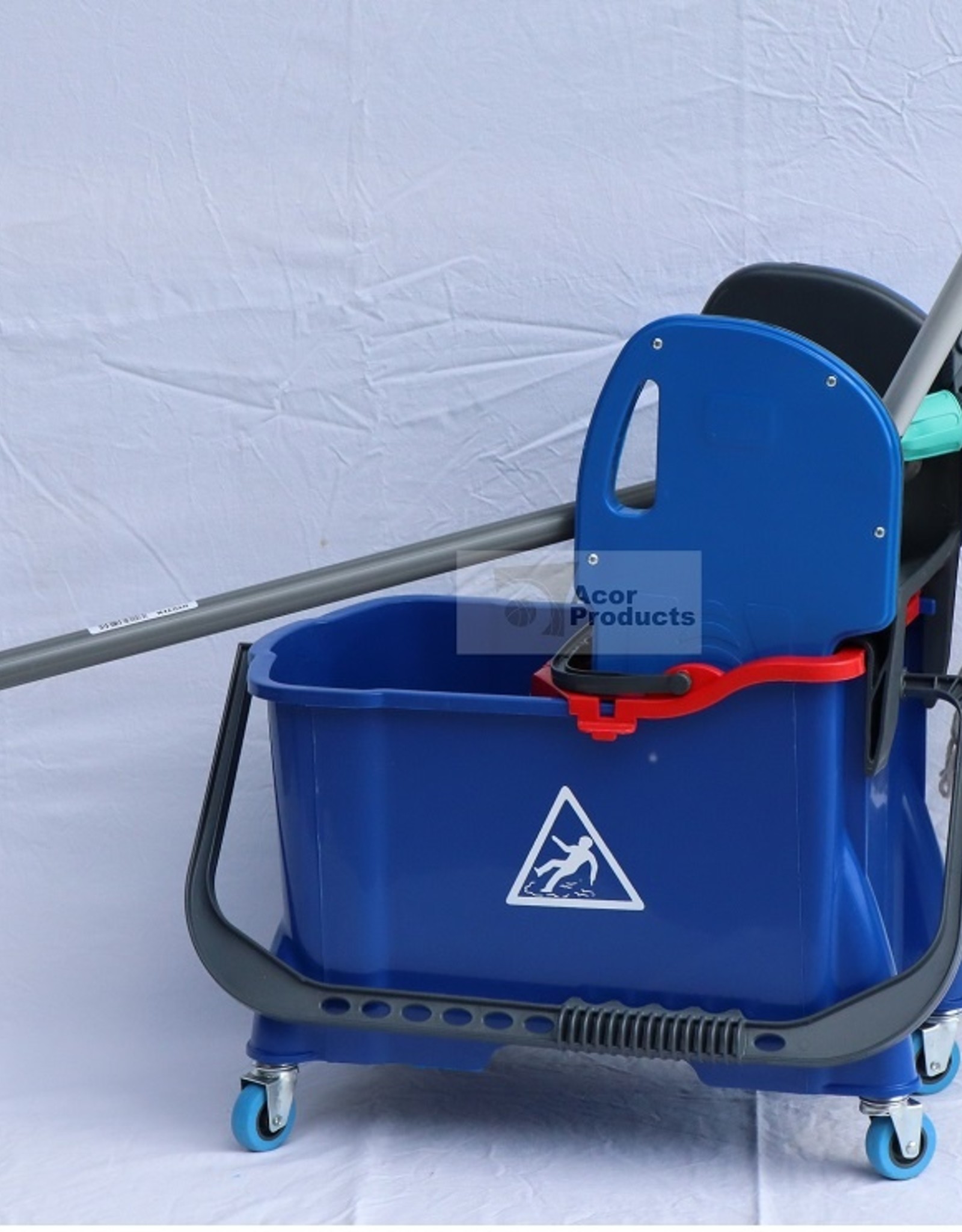 ACOR Rolemmer set met binnenemmer, 24/8 ltr. blauw/rood  incl. 2x strengelmop, mopklem,  steel en pers