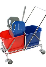 HYGYEN Rolemmer 2x17 liter RVS incl. multipers,duwbeugel, strengenmop, mopklem en telescoopsteel, Excl. Pers.