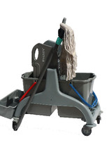 HYGEN Rolemmer Grijs, 2x18 ltr. met multipers, strengenmop, mopklem en telescoopsteel.