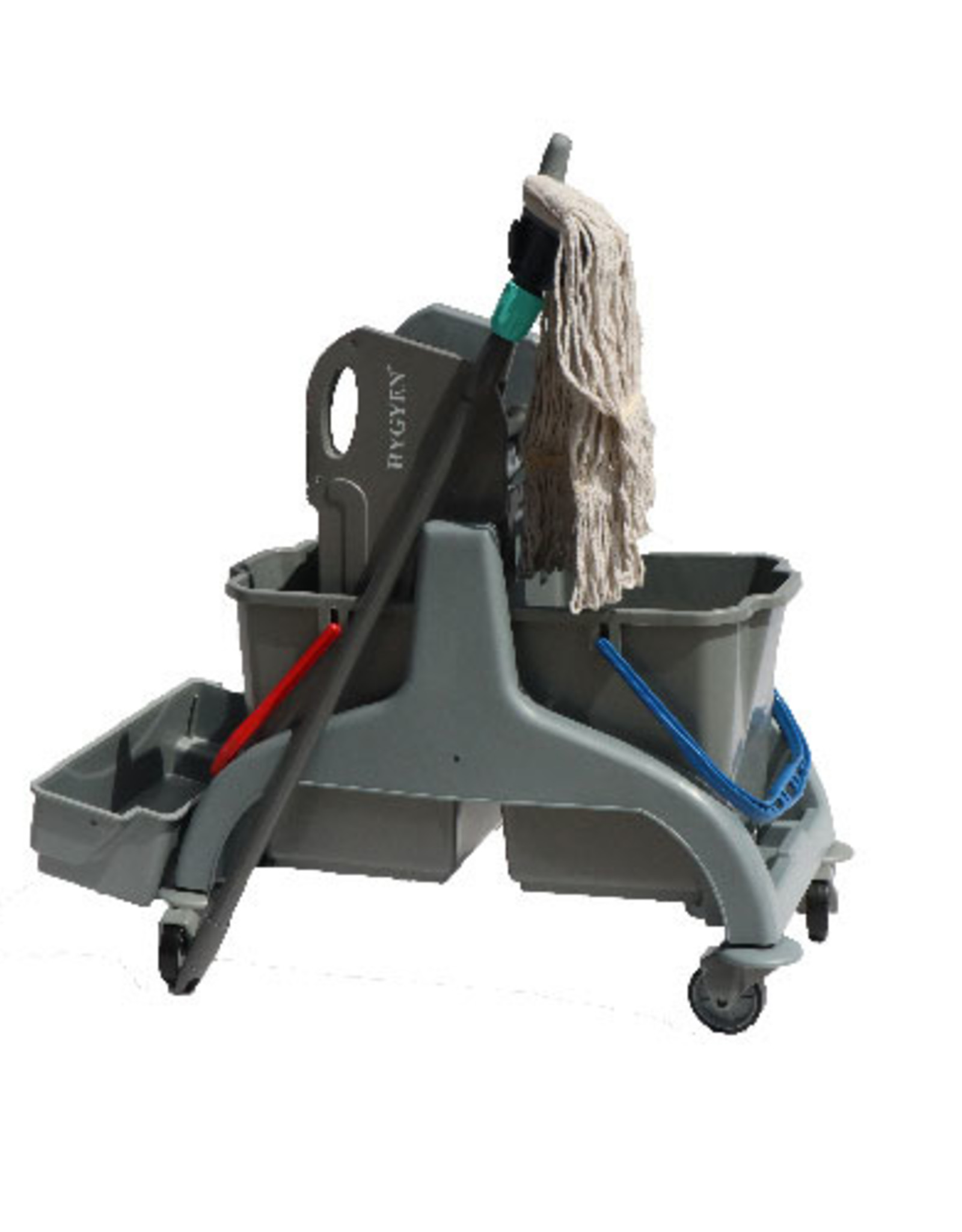 HYGEN Rolemmer Grijs, 2x18 ltr. met multipers, strengenmop, mopklem en telescoopsteel.