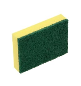 ACOR Schuurspons geel met groene pad 14x10x3cm. (pak 10 stuks)