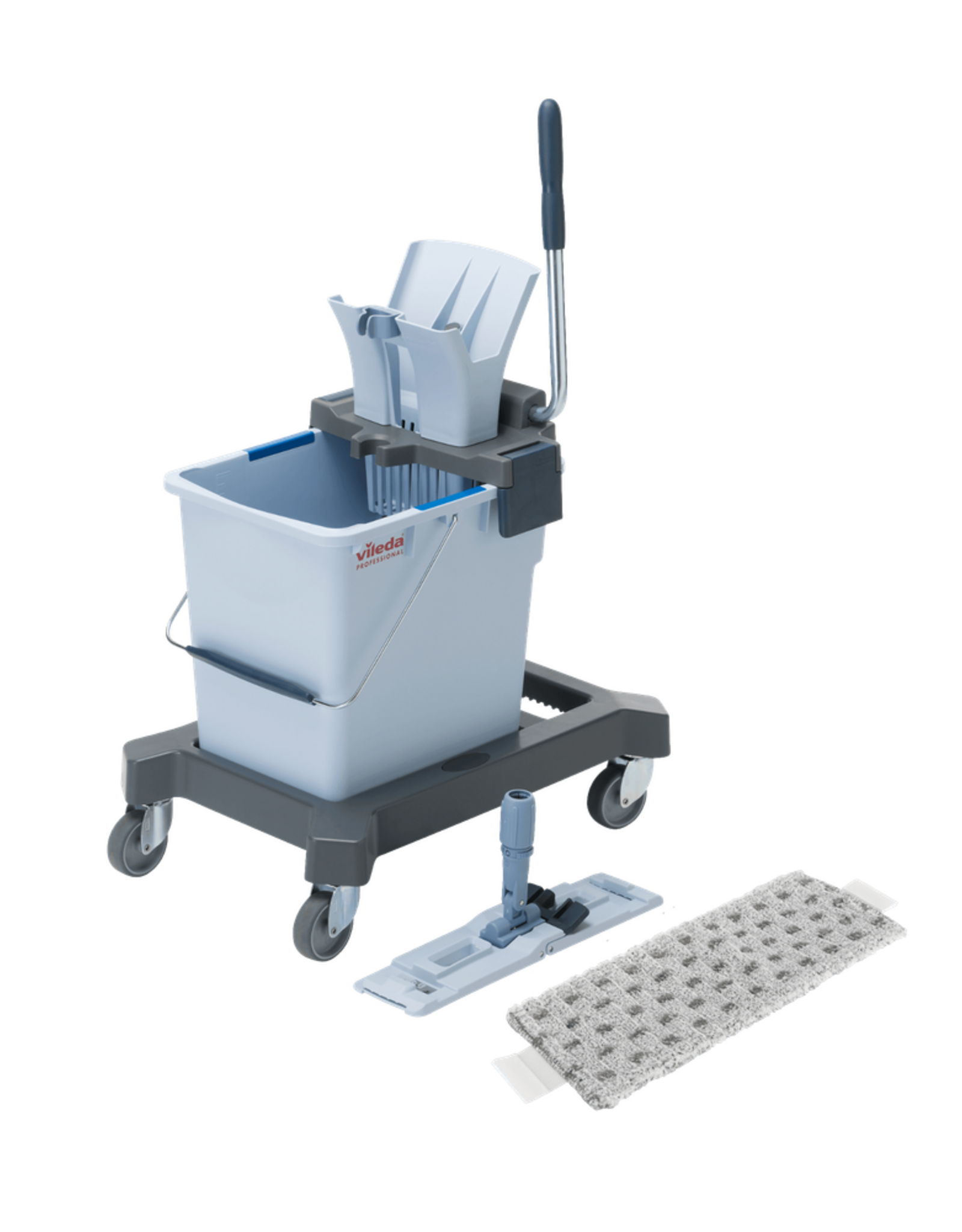 Vileda Vileda US Pro Single starterkit 25 ltr. (= 25ltr.emmer op onderstel, hendelpers, mopframe, MicroPlus mop) (147194)