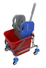 ACOR Rolemmer 17 liter RVS onderstel incl multipers, strengenmop, mopklem en telescoopsteel.Excl.duwbeugel