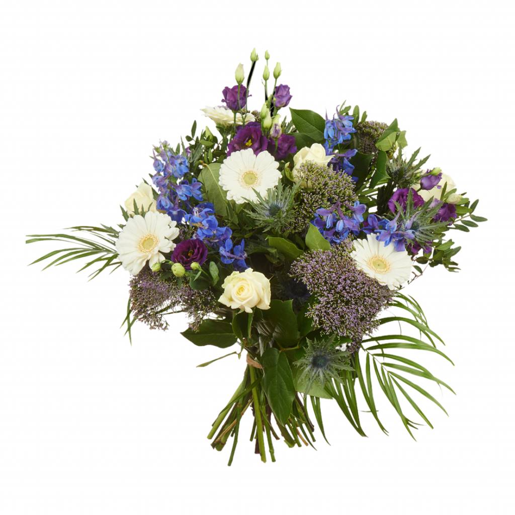 Wonderbaar Boeket Blue Ocean met blauwe en witte bloemen - Boeketwinkel.nl YK-28