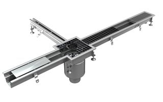Stainless steel grid gutter S200, 200mm wide