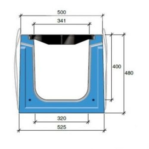 Stradal Grate channel HRI 400-400 with cast iron SAONE grid. L = 2.25m, class D, 400KN