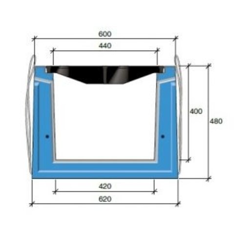 Stradal Grate channel HRI 500-400 with cast iron BANANA grid. L = 0.75m, class F, 900KN