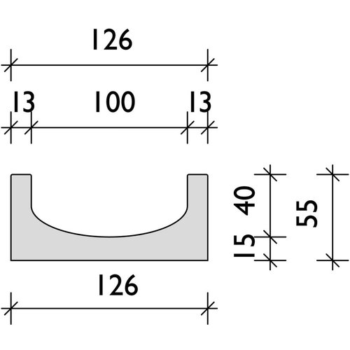 BG-Graspointner Drainage gutter 100mm wide. Light 100/55. L=1m. C250KN