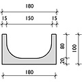 BG-Graspointner Afvoergoot 150mm breed. Light 150/100. L=1m. C250KN