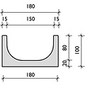 BG-Graspointner Drainage gutter 150mm wide. Light 150/100 L=1m. C250KN. Bottom drain 110mm