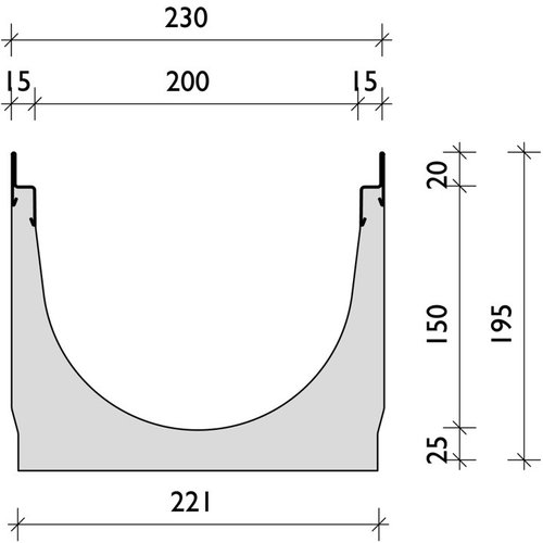 BG-Graspointner Linear gutter Filcoten Tec E200/0. L=1m