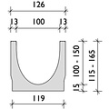 BG-Graspointner Afvoergoot 100mm breed. Light 100/0. L=1m. C250KN